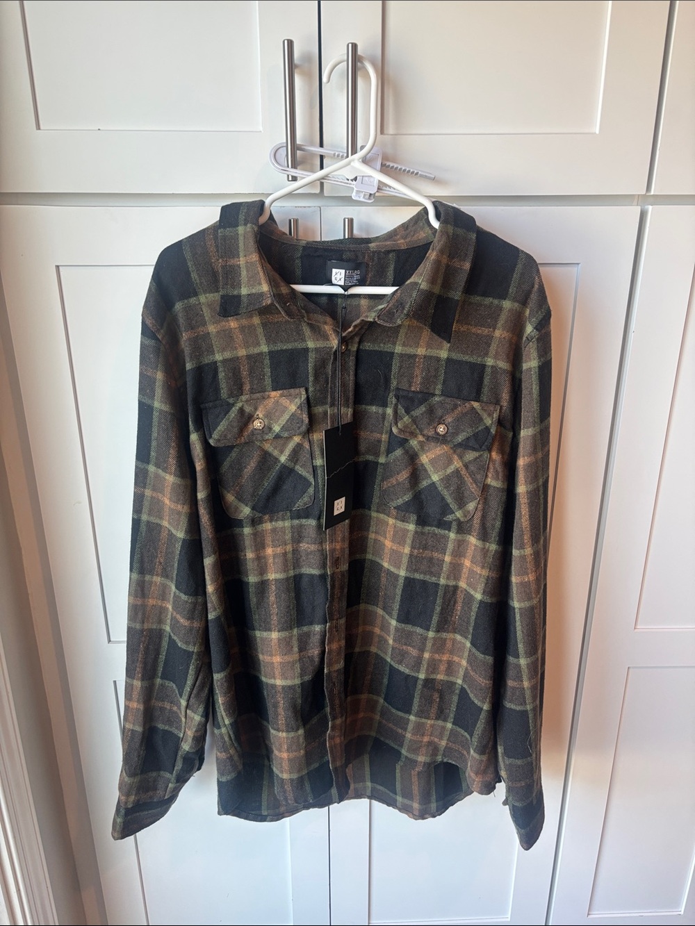 Lira Men's Dark Green & Brown Plaid Flannel Shirt XXL NEW w/ tags